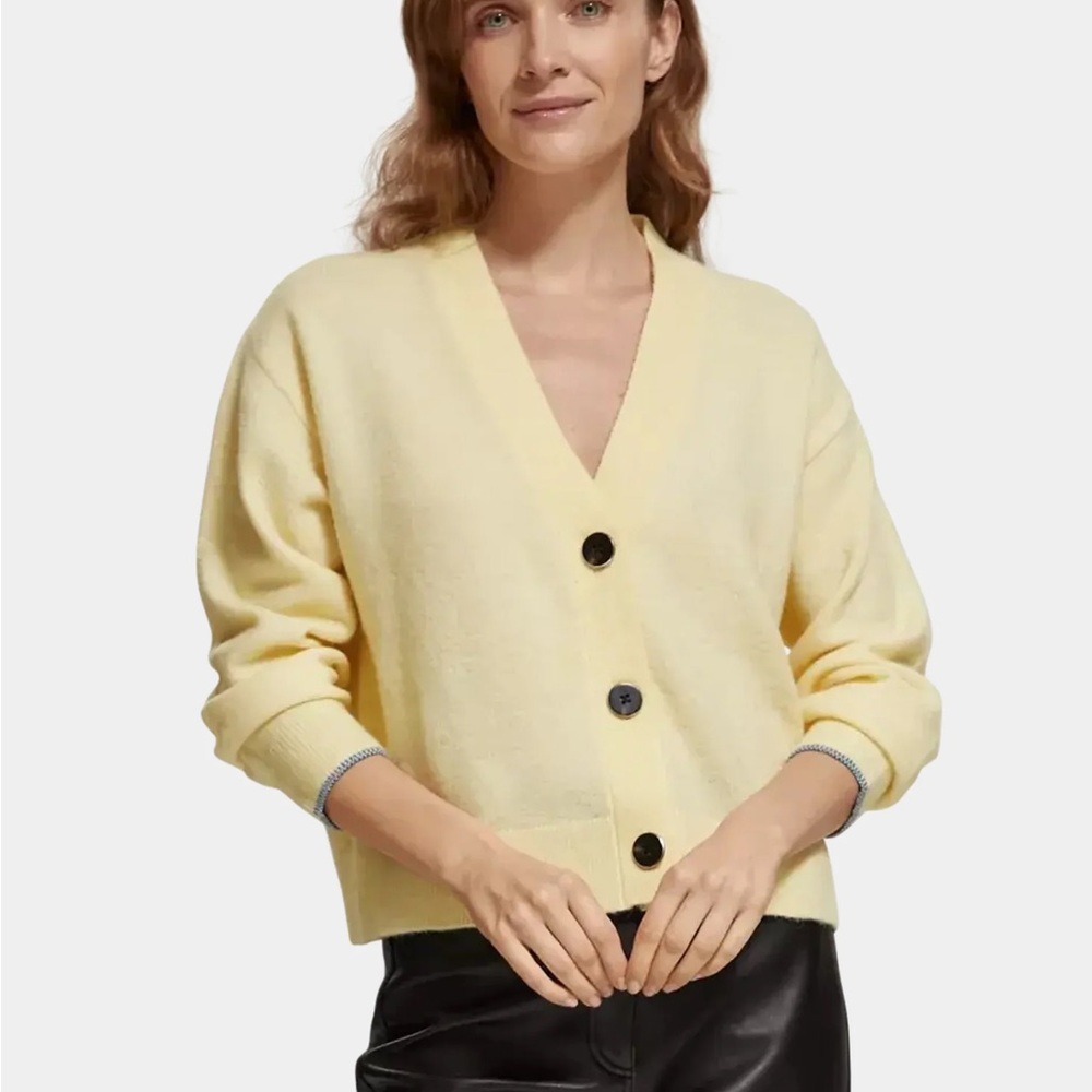 Scotch & Soda Yellow fuzzy Cardigan Sweater
